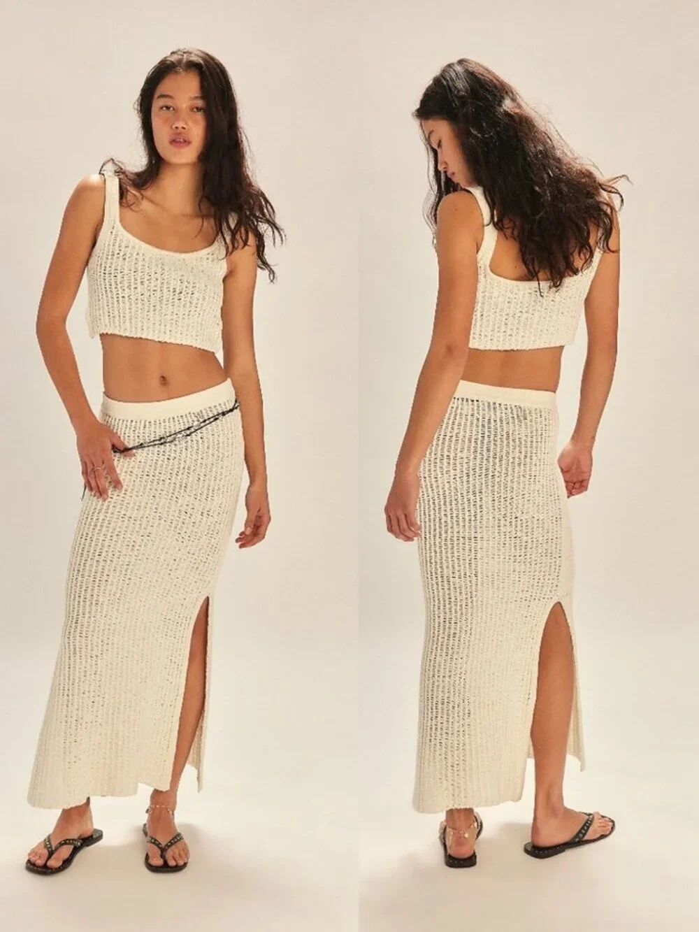 New Free People Havana Sweater Set In Coconut Milk Size L